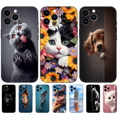 Cute animal Case For iphone 5s 5 s SE 2020 2016 6s 6 s 7 8 plus black tpu cover