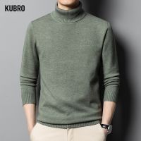 【YD】 KUBRO 2023 New Mens Turtleneck Wool Sweater Color Knit Tight Warm Bottom Pullover Top