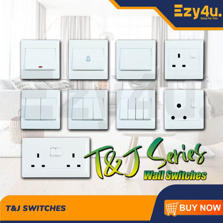 T&J Dazzle 1 Gang 13A 15A Switched Socket Outlet 1 2 3 4 Gang Way
