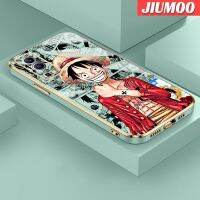 JIUMOO เคสปลอกสำหรับ Vivo Y72 5G Y52 5G Y75s 5G เคสกรณีแฟชั่น Luffy ดีไซน์ใหม่ชุบขอบสี่เหลี่ยมรูปแบบปลอกซิลิโคนกลับปกคลุมกล้องกันกระแทกป้องกันกรณี