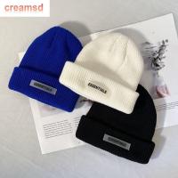 CREAMSD หมวกถักลายทางสำหรับผู้หญิง,น่ารักเข้ากับทุกชุดสีลูกอมป้ายโคลท์หมวกถักลายหมวกมีสไตล์เกาหลีหมวกขนสัตว์หมวกขนสัตว์ผู้ชาย