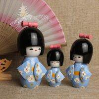 3ชิ้น8-12เซนติเมตรญี่ปุ่น Skyblue Kokeshi สาวตุ๊กตาไม้12เซนติเมตร10เซนติเมตร8เซนติเมตร