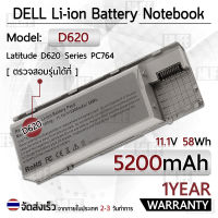 รับประกัน 1 ปี - แบตเตอรี่ โน้ตบุ๊ค แล็ปท็อป DELL D620 D630 D630C D630N D631 D640 5200mAh Latitude JD634, 312-0383, 451-10298 P/Ns: PP18L RD300 RD301 PC764 TC030 Battery Notebook