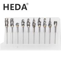 HOTZ HEDA 10PCS/set 3mm shank 6mm coarse tooth carbide rotary file drill for grinding wood aluminum milling cutters