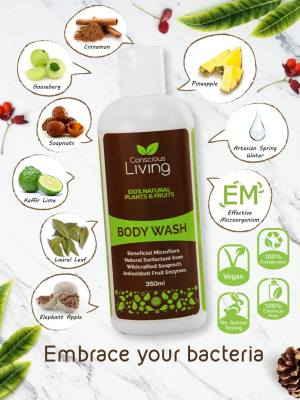 Conscious Living ครีมอาบน้ำ โพรไบโอติกส์ ครีมอาบน้ำไบโอ 100% Natural Plants and Fruits Probiotics Body Wash (350ml)