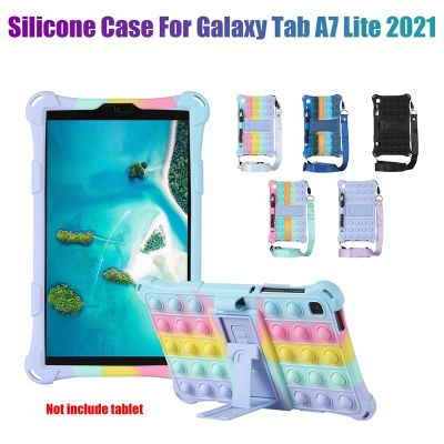 Tablet Case for Samsung Tab A7 Lite 8.7 Inch 2021 T220 T225 Silicone Case Tablet Stand with Pen and Strap