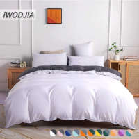 Modern Simple Solid Bedding Set White Gray AB Side Duvet Cover Set Queen King Size Single Double Bed Set Bedspread Nordic Style