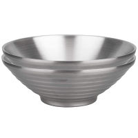 2 Piece Double Wall Bowls SUS304 Stainless Steel Salad Bowl Serving Bowl for Salad Noodle Soup Fruit (8.66-Inch))