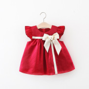 Summer New Pattern Girl Baby Little Flying Sleeve Dress Little Bear Bow