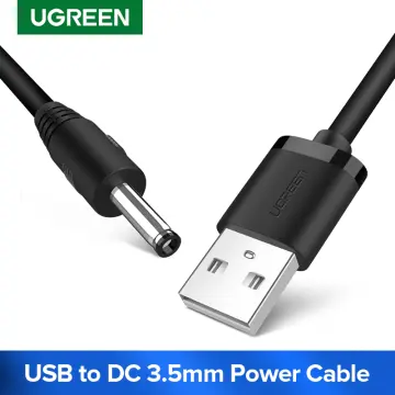 USB to 3.5mm x 1.35mm Barrel Connector 5V DC Power Cable Male, 5ft