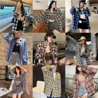 Cici(3017)Shirt plaid เสื้อเชิ้ตแขนยาวลายสก๊อต ทรงเบสิคใส่คลุมแมตช์หรือใส่เดี่ยวๆก็ชิคค