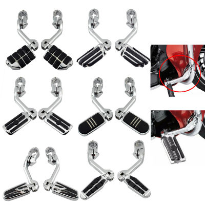 Motorcycle Foot Pegs Adjustable Long Angled Highway Peg Mount 1 14" 32mm Engine Guard Footrest for Harley Sportster Dyna