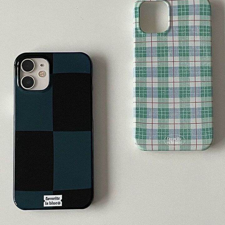 เคสโทรศัพท์-iphone-ของเกาหลี-ins-autumn-and-winter-dark-green-grid-xr-เหมาะสำหรับ-iphone14promax-apple-13-mobile-phone-case-12-female-11-tide-8p