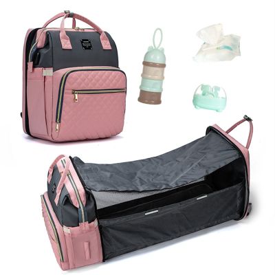 Lequeen กระเป๋าเป้สะพายหลังมีผ้ากันน้ำได้กระเป๋าคุณแม่ดีไซน์ถุงผ้าอ้อมใหม่มีตะขอแผ่นเปลี่ยน LPB30สำหรับถุงนอนสำหรับคุณแม่