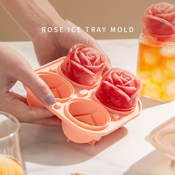 ดอกกุหลายดอกแม่พิมพ์ทำน้ำแข็งถาดน้ำแข็งดอกกุหลายถอดง่ายเครื่องทำลูกบอลน้ำแข็งสำหรับ-mojitos-popsicles-infused-mint
