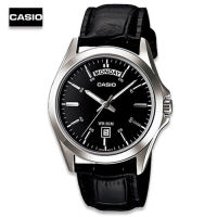 Velashop นาฬิกาข้อมือผู้ชาย Casio Standard สายหนัง สีดำ  รุ่น MTP-1370L-1AVDF, MTP-1370L-1A, MTP-1370L