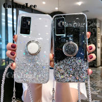 Casinglee เคสโทรศัพท์ VIVO V23 Pro V23E,ฝาหลังตั้งได้ใสนิ่มแวววาวพร้อมสายคล้องข้อมือสำหรับ VIVO V23E VIVO V23 Pro