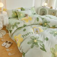 ₪○♈ DANSUNREVE Green bed sheet king Set special flowers bedsheet Single/double quilt Cover Flat sheet bed sarung cute case cadar set 床單 queen size sheet
