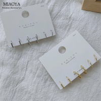 MIAOYA Fashion Jewelry Shop S925เข็มเงิน3คู่เรขาคณิตต่างหูสตั๊ดสำหรับสุภาพสตรีโลหะชุดอุปกรณ์เสริม