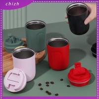 CHIZH เหล็กไร้สนิม แก้วกาแฟขนาดเล็ก ป้องกันการรั่วซึม 220มล. ขวดน้ำน้ำ แบบพกพาได้ สีทึบทึบ ขวดหุ้มฉนวน การเดินทางการเดินทาง