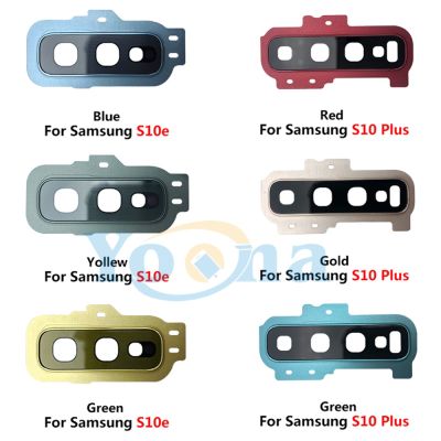 ฝาปิดเลนส์กระจกกล้องถ่ายรูปด้านหลังแบบดั้งเดิม100% มีที่ยึดเฟรมพร้อมกาวสำหรับ Samsung S10e คล้ายขี้ผึ้ง S10บวก