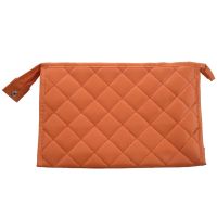 Women Zipper Closure Small Cosmetic Case Makeup Bag - Orange Size L