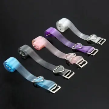 Womens Stainless Steel Adjustable Transparent Clear Silicone Bra Shoulder  Straps Extenders- 1 Pair