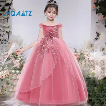 kids ball gown in off shoulder and in umbrella cut with 7 to 9 panels and  with special lace applications. Best for girls age 7 to 10 years old. |  Lazada PH
