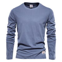 100 Cotton Long Sleeve T shirt For Men Solid Spring Casual Mens T-shirts High Quality Male Tops Classic Clothes Mens T-shirts