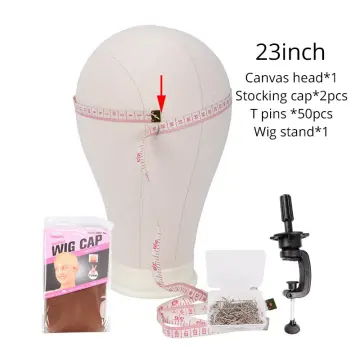 Plussign 11 PCS Wig Making Kit Canvas Block Head With Stand Mannequin Head  Diy Professional Styling