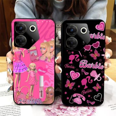 Casing For Tecno Camon 20 20 Pro 4G 5G Retro Pink Barbie Print Girly Soft TPU Phone Case Anti-scratch Fall-proof Dirt Resistant Protective