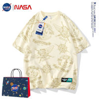 NASA Co เสื้อยืดผู้ชายแขนสั้นแบรนด์หน้าร้อนครึ่งแขนทรงหลวมเสื้อยืดผู้ชายผ้าฝ้ายบริสุทธิ์ฤดูร้อนขนาดพิเศษอ้วน Crk