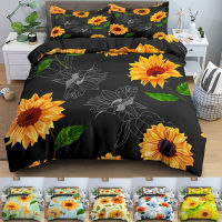 Sunflower Print Bedding Set Floral Duvet Cover Set &amp; Pillowcase Quilt Cover EU Double King Size Adult Kids Bed Accessories