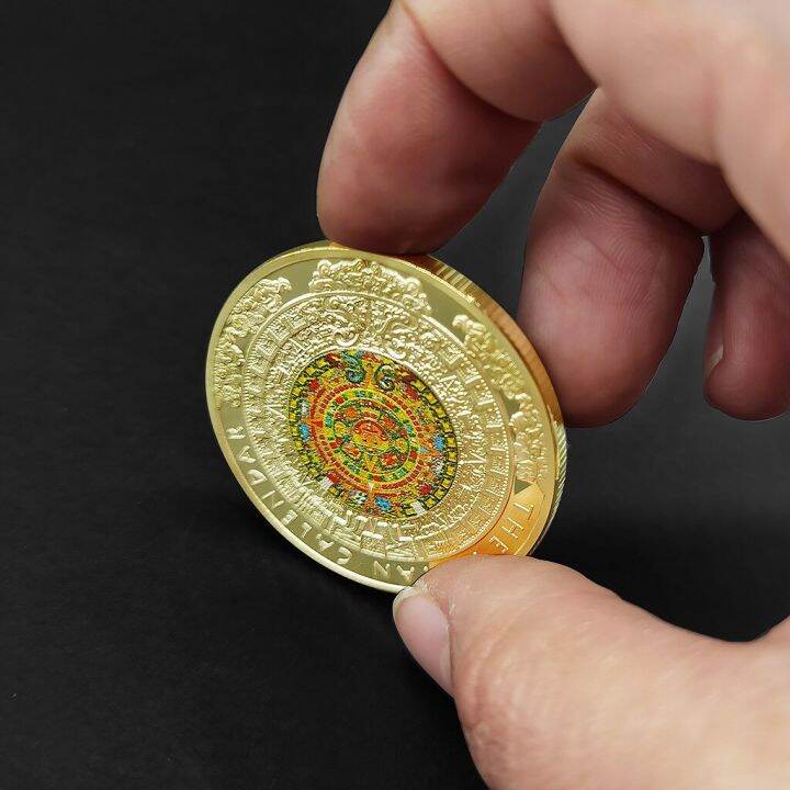 mayan-calendar-commemorative-medallion-gold-and-silver-plated-commemorative-coin-cultural-totem-aztec-civilization-commemorative