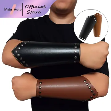  Medieval Samurai Leather Armor Bracer Long Gloves Men