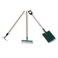 FF 3PSC/Set เครื่องมือสวนโลหะ Spade Rake สำหรับตุ๊กตา House miniatures Accessories