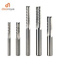 Dreanique 1pc 3 ขลุ่ย TCT ตรงคาร์ไบด์มิลลิ่งตัดบิตงานไม้แกะสลัก CNC Trimming Slot Chip Breaker ไม้อัด EndMill