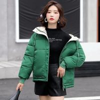 ♀┋◐ 2023 New Fashion Short Parkas Jacket Hooded Down Cotton Female Loose Coat Thick Warm Outwear