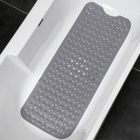 QSR STORE 100x40cm Bath Tub Shower Mat Non-Slip And Extra LargeBathtub With Suction CupsMachine Washable Bathroom Mats Drain