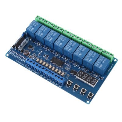 Relay Interface Board Module 8-Channel Multifunction Time Delay Relay Interface Board Module with Light Couple Red Display
