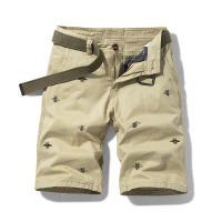 Summer Casual Shorts Men Solid Color Embroidery Pattern cargo Shorts Cotton Beach Print Shorts Men Bermuda Overalls Pocket Pants