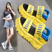 （A So Cute） นี่✉Ulzzang รองเท้าแตะผู้หญิงเปิดส้นหนาระบายอากาศได้,Sandals5173เดินทางสะดวกสบายสำหรับฤดูร้อน