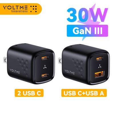 VOLTME เครื่องชาร์จ GaN 30W USB เครื่องชาร์จ USB C,ที่ชาร์จเร็ว PD 3.0 QC 4.0รองรับ PPS AFC FCP SCP MTK สำหรับ iPhone 13 12 Pro Max