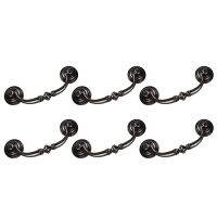 Shabby Chic Drawer Pulls Handles Antique Black Kitchen Cabinet Drop Bail Pulls Handles 108mm (6, 4.25inch Hole Center)