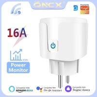 QNCX Wifi Smart Plug Socket Outlet EU 16A Tuya Power Monitor Timing Function Smart Life APP Remote Control Smart Home Sockets  Wires Leads Adapters