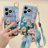 เคสโทรศัพท์ Realme C55 C53 C51 C33 C30 C30S C35ดอกไม้ NFC ดีไซน์ดอกไม้2023ดอกคามิเลียใหม่พร้อมสายรัดยาวนุ่มปลอกซิลิโคน RealmeC51กรอบโทรศัพท์ NFC