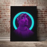 2pac Neon Wall Art HD พิมพ์-Cool Design Decor Rapper Man โปสเตอร์ภาพวาดผ้าใบสำหรับห้องนั่งเล่น-Top Home Artwork