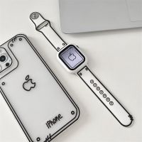 Cute Graffiti Strap For Apple Watch Band 44mm 45mm 41mm 38mm 49mm 42mm Soft Silicone Bracelet For iWatch Series 8 7 SE 6 5 Ultra Straps