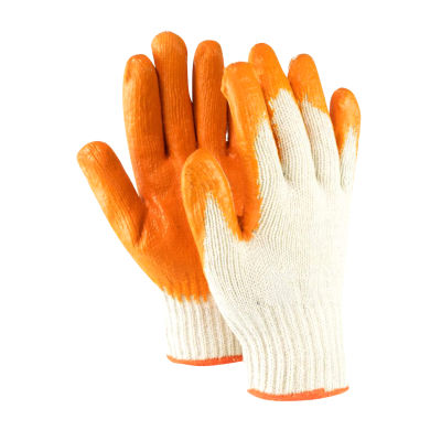 ถุงมือผ้าเคลือบยางสีส้ม ( 1 คู่ ) ถุงมือกันลื่น ถุงมือช่าง แบบหนา สีส้ม LUXTIPLUS รุ่น LTP 50