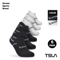 [TSLA] Unisex 6 Pairs Athletic No Show Socks Cushioned Comfort w Mesh｜tsla socks｜golf｜tsla men (TM-MZS14)